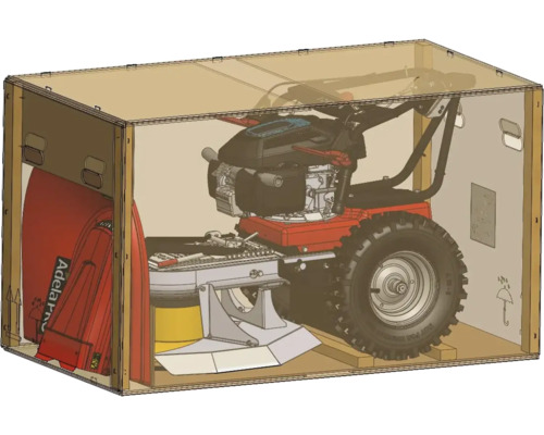 Motorhacke im Holzverschlag