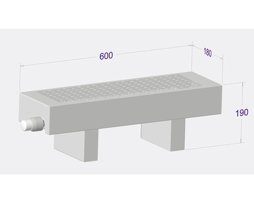 Heizkörper mit den Maßen 600 x 180 x 190 Millimeter