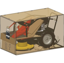 Verpackter Wiesenmäher für den Einsatz im Garten