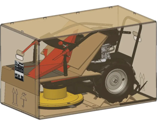 Verpackter Wiesenmäher für den Einsatz im Garten