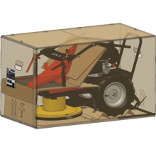 Verpackter Trommelmäher für den Einsatz im Garten