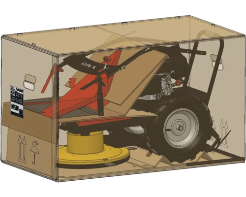 Verpackter Trommelmäher für den Einsatz im Garten