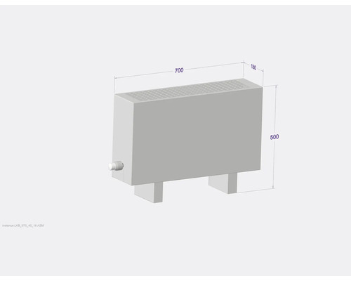 Heizkörper mit den Maßen 700 x 180 x 500 Millimeter
