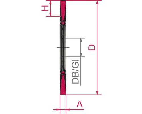 Technische Zeichnung eines Dichtbandes mit Maßangaben