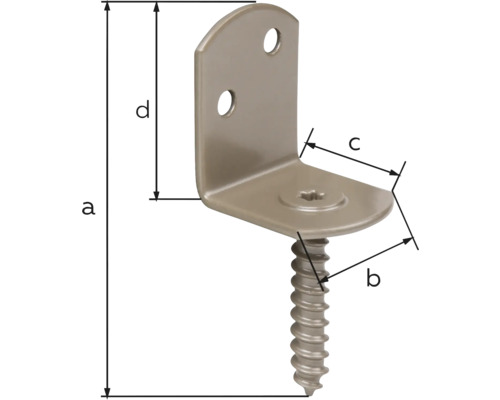 Winkelverbinder mit Schraube und Maßangaben