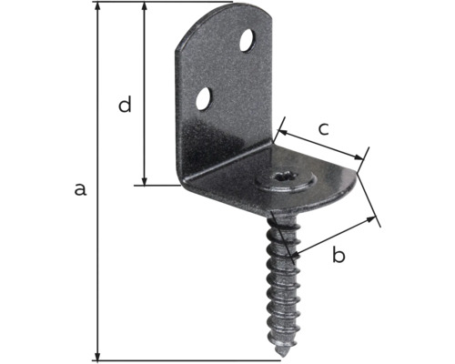 Winkelverbinder mit Schraube und Maßangaben