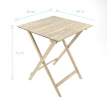 Gartentisch GARDEN PLACE Maja 60 x 60 x 74 cm beige aus robuster Akazie, klappbar, bis zu 2 Sitzplätze