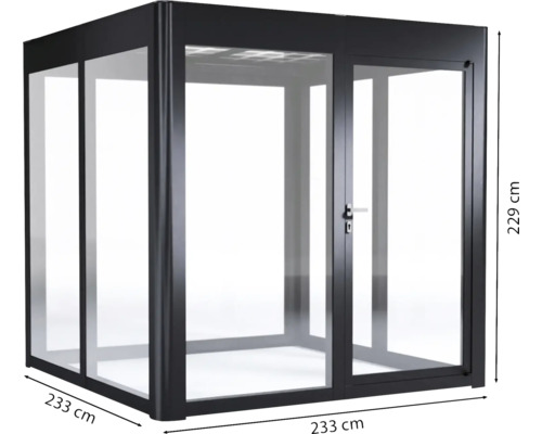 Kabine mit Glastüren und Aluminiumrahmen, 233 x 233 x 229 cm