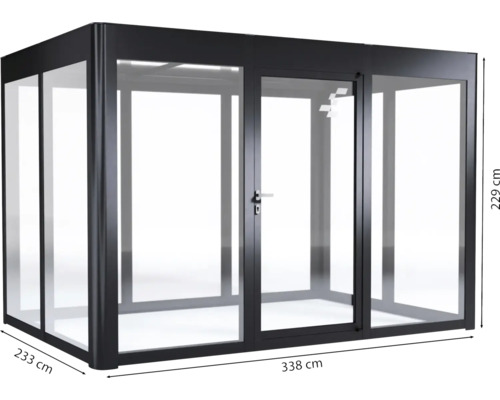 Glashaus mit Aluminiumrahmen, 229 x 338 x 233 cm