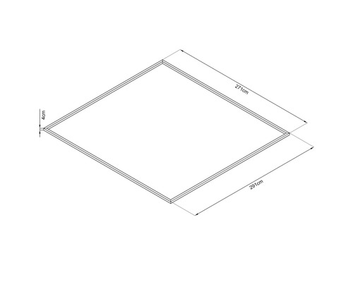 Diagramm eines rechteckigen Rahmens mit den Maßen 271 Zentimeter mal 291 Zentimeter und einer Rahmenstärke von 4 Zentimetern.