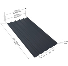 PRECIT Trapezplatte für Dach W35LR Anthrazitgrau RAL 7016 80mµ Shimoco Beschichtung Fix-Breite 1070 mm x Stärke 0,5 mm (Meterware ab 150 bis max. 900 cm)