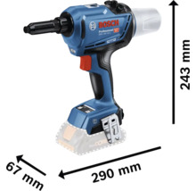 Bosch GRG 18V-16 C Akku-Blindnietgerät mit Abmessungsangaben