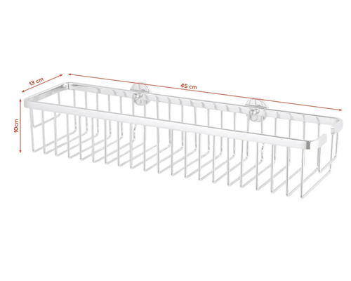 Duschablage aus Metall mit den Maßen 45 mal 13 mal 10 Zentimeter