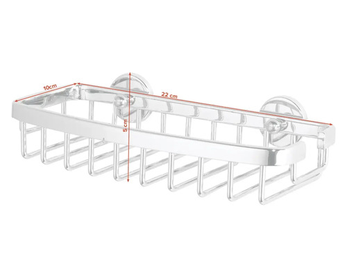 Eckige Duschablage aus Metall mit den Maßen 22 mal 10 mal 5 Zentimeter