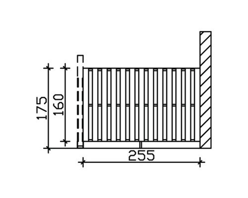 Technische Zeichnung eines Sichtschutzzauns mit Maßangaben