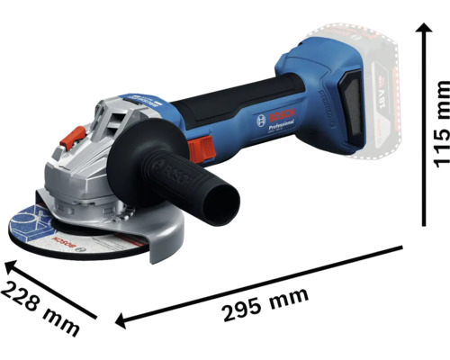 Bosch Professional Akku Winkelschleifer mit Abmessungen