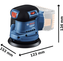 Bosch Professional GEX 185-LI Akku-Exzenterschleifer mit Maßangaben