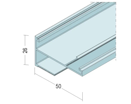 Aluminiumprofil mit den Maßen 26 x 50 Millimeter
