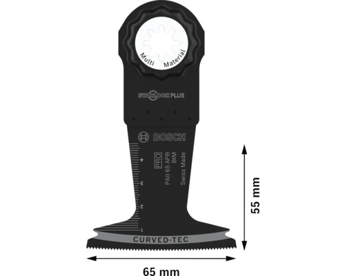 Bosch Multimaterial Sägeblatt mit Starlock Plus Aufnahme und Curved Tec Technologie, 65 mm breit und 55 mm hoch