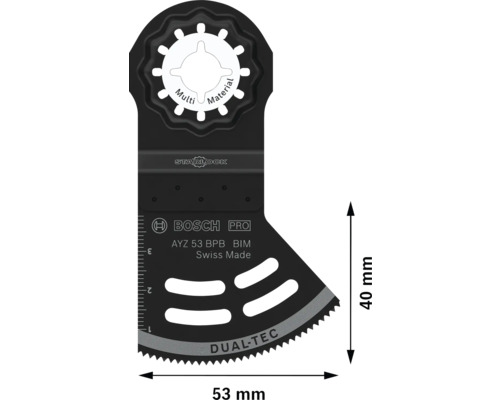 Bosch Pro Stichsägeblatt AYZ 53 BPB BIM Multi Material, 53 mm breit und 40 mm hoch