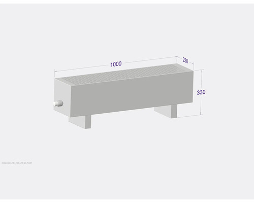 Heizkörper mit Abmessungen 1000 x 230 x 330 Millimeter