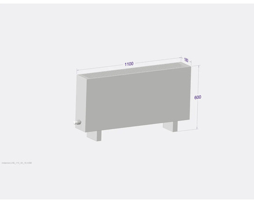 Heizkörper mit Abmessungen 1100 x 180 x 600 mm