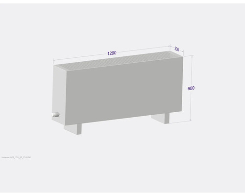 Heizkörper mit den Maßen 1200 x 600 x 230 Millimeter.