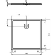 Duschwanne Ideal Standard Ultra Flat Evo 100 x 100 x 3.5 cm seidenweiß matt antirutschbeschichtung T5424FO