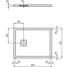Duschwanne Ideal Standard Ultra Flat Evo 90 x 70 x 3.5 cm seidenweiß matt antirutschbeschichtung T5446FO