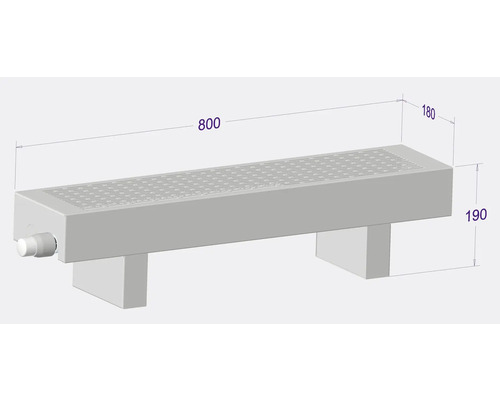 Heizkörper mit den Maßen 800 x 180 x 190 mm