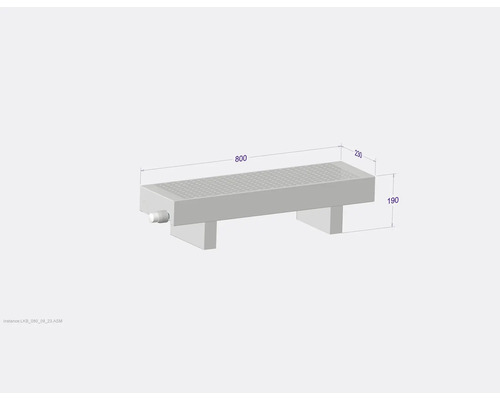 Technische Zeichnung einer Duschbank mit den Maßen 800 x 230 x 190 Millimeter.