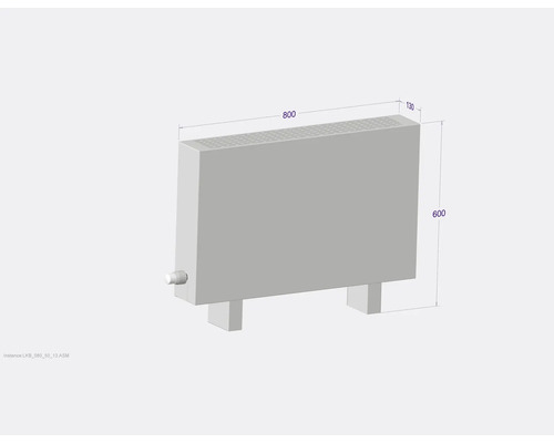 Heizkörper mit den Maßen 800 x 600 x 130 Millimeter