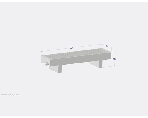 Technische Zeichnung einer Duschrinne mit Maßangaben