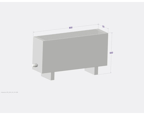 Heizkörper mit den Maßen 900 x 230 x 500 mm zur Wärmeversorgung