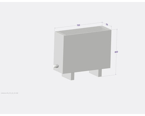 Heizkörper mit den Maßen 700 x 600 x 230 Millimeter