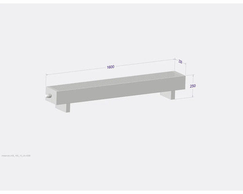 Heizkörper mit Abmessungen 1600 x 230 x 250 Millimeter