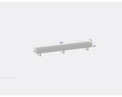 Linearentwässerung mit Maßen 2000 x 180 x 250 Millimeter