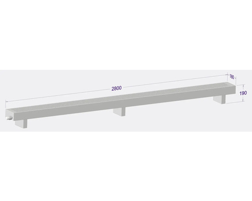 Illustration einer Duschrinne mit Abmessungen