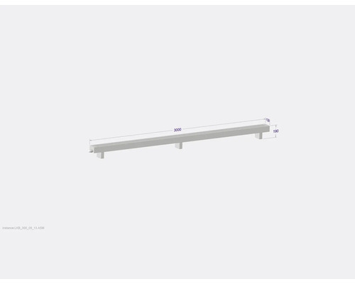 Technische Zeichnung eines Trägers, Länge 3000 mm