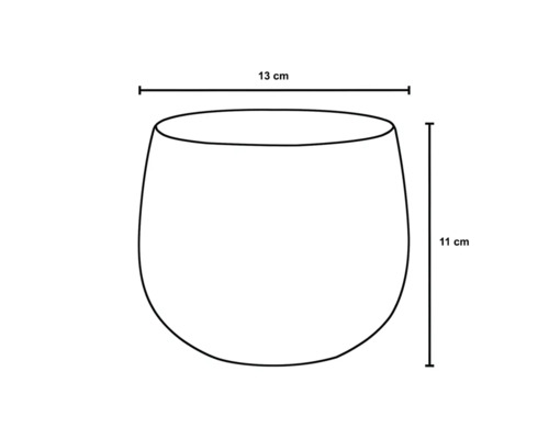 Schematische Darstellung eines Pflanzgefäßes mit den Maßen 13 mal 11 cm.