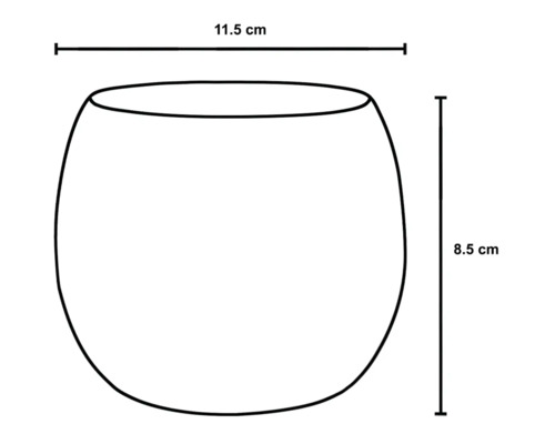 Illustration einer Pflanzschale mit den Maßen 11,5 x 8,5 cm.