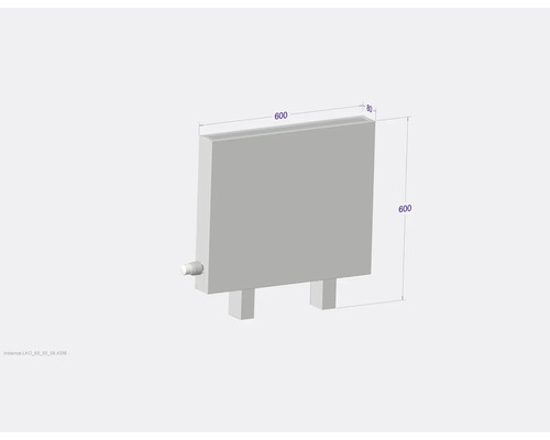 Heizkörper mit den Maßen 600 x 600 x 80 Millimeter.