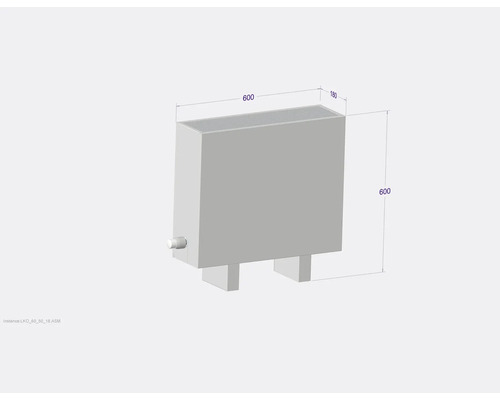 Heizkörper mit den Maßen 600 x 600 x 180 Millimeter