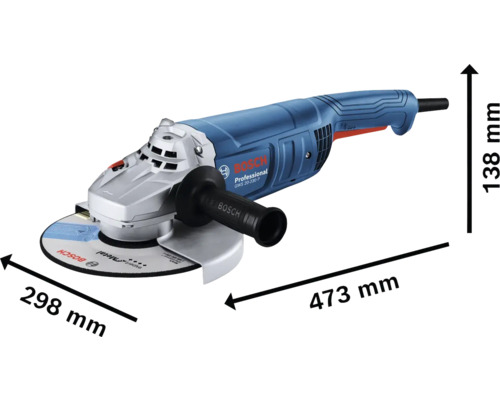 Bosch Professional GWS 20-230 P Winkelschleifer mit Abmessungsangaben