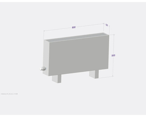 Heizkörper mit den Maßen 800 x 500 x 130 Millimeter