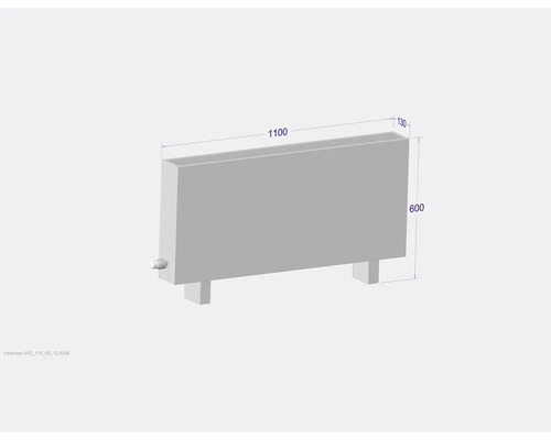 Heizkörper mit den Maßen 1100 x 600 x 130 Millimeter.