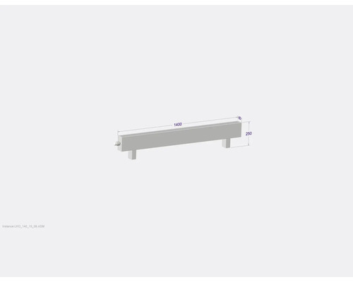 Technische Zeichnung eines Betonelements mit den Maßen 1400 x 80 x 250 Millimeter.