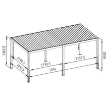 Technische Zeichnung einer freistehenden Pergola mit Maßangaben