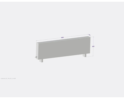 Heizkörper mit den Maßen 1800 x 600 x 130 Millimeter.