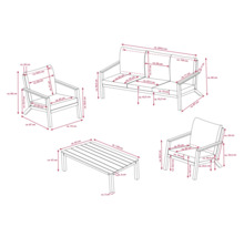 Gartenmöbelset GARDEN PLACE 5-Sitzer 4tlg. anthrazit grau aus robustem Aluminium und Teakholz, inkl. Auflagen